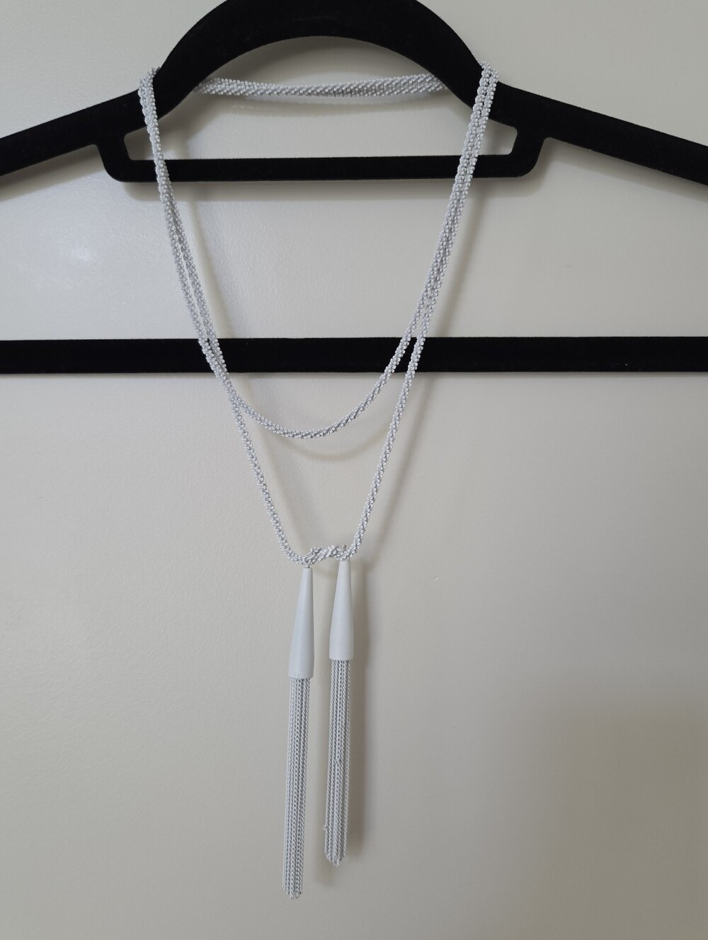 Kendra Scott Phara Tassel Lariat Necklace Metal Matte White